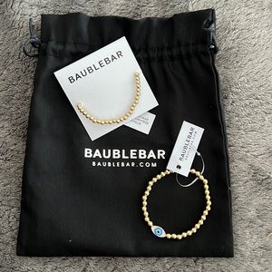 NWT Baublebar 2 bracelets gold - one plain, one with eye